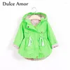 السترات Dulce Amor Autumn Girls Coat Outerwear Wooded Kids Full Sleeve Polka Dot Windbreaker ملابس الطفل