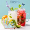 Drinking Straws 4/8pcs Summer Love Shaped Creative Plastic Straw Hard Bar Spiral Drink Curved Disposable Cocktail Tube Party Decorati U3E5