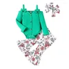 Clothing Sets Baby Girl Christmas Outfit Fall Knit Romper Ribbed Button Bodysuit Infant Flare Leggings Pants Winter Clothes