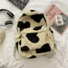 School Bags Cute Fur Backpacks Children Kids Gift Book Bag Heart Plush Cartoon Backpack Girl Women