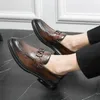 Casual Shoes Men's Slip On Business Dress Office Crocodile Leather Outdoor Mens Buckle Wedding Party Men Flats