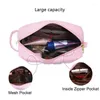 Storage Bags Seersucker Cosmetic Bag Travel Toiletry Large Makeup Case Girls Handbags Purses Initial Cute Make Up Organizer