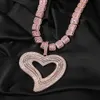 바람 지르콘 중공 불규칙한 큰 사랑 다이아몬드 펜던트 목걸이 성격 패션 디자인 감각 스웨터 체인