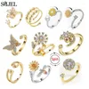 Anneaux de mariage Luxe Mode Anxiété Détente pour les femmes Cristal Papillon Fleur Bee Spinner Fidget Bague Fille Anillos de Ansiedad