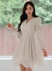 Vestidos casuais moda coreana senhoras sólidas curtas mulheres elegante doce vintage puff manga magro mini vestido mujer vestidos roupas de rua