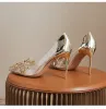 Pompalar İlkbahar/Sonbahar 2022 Kadın Ayakkabıları Moda Rhinestone Dar Bant Bling PVC Şeffaf Kristal Ayak Ayak parmağı Pompalar Düğün Ayakkabıları