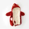 Kledingsets Geboren Baby Jongens Meisjes Kerstkostuum Winter Romper Jumpsuit Sjaal 2 STKS Kledingset Kind Warme Dikke Babybodysuit