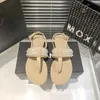 34% OFF Designer shoes Xiaoxiang Pearl Sandals Womens Summer Heel One line Buckle Clip Back Mix with Beaded Round Toe Flat Shoes