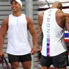 Été hommes mode tendance Cool maillot de corps Fitness Sports de plein air gilet Muscle Gym lâche coton noir sans manches chemise 240326