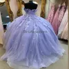 Elegant Lilac Quinceanera Dress With Butterflies Princess 3D Florals Lace Vestidos D 15 Quinceanera 2024 Corset Birthday Party Sixteen Birthday Formal Party Gown