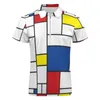 Retro Mondriaan Plaid Casual T-shirts Mondriaan Moderne Kunst Polo Shirts Kraag Y2K Shirt Mannen Grafische Kleding 4XL 5XL 6XL 240320