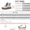 Casual Shoes CXJYWMJL Genuine Leather High Top Sneakers Women Spring Wedgies Vulcanized Ladies Thick Soled Lace Up Sports