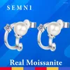 Orecchini a bottone SEMNI Moissanite e perla per le donne Brillanti gioielli da sposa Promette regalo Amore per sempre PT950 Placcato argento 925