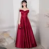 Party Dresses Galely Luxury Bridal Formal Event Elegant Classy One Shoulder Satin Burgundy Can Usually Dress For Women Evening Wedding