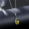 Pendentif Colliers Chaîne En Acier Inoxydable Chaîne De Larmes De Sirène Collier Océan Mer Cristal Clavicule Plage Sirène Pour Femmes Collier