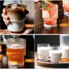 Coffee Glass Cups Stackable Glassware Stripe Simple Transparent Cocktail Bar Beverages Soda Water Juice Mugs Cup Drinkware 240319