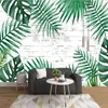 Bakgrundsbilder Milofi Anpassad stor 3D -tapet Mural Nordiska Simple Brick Wall Green Banana Leaf Bakgrundsdekoration