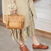 Bolso Messenger Mujer Bolso De Cuero Suave Hombro Arte Japonés Vintage Amarillo Marrón Retro