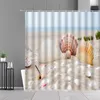 Tende da doccia Spiaggia Albero di cocco Giallo Viaggio Tenda per auto Tropico Mare Scenario Bagno Soleggiato Oceano Design Home Bagno Decor Set