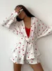 Domowe odzież Bawełniana piżama dla kobiet 2 -częściowe zestawy Drukuj kaski do snu długiego rękawu