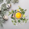 Decorative Flowers Mini Easter Wreath Candle Ring Silk Cloth Artificial Leaves Plastic Iron Wire Party Home Decor