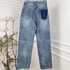 Damen-Jeans mit Buchstaben, gerade, Luxus-Designer-Jeans, blaue Denim-Hosen, lässige Alltags-Jeanshose