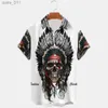 Chemises décontractées masculines 2023 New Mens Shirts à manches à manches courtes 3D HD Impression numérique Hawaiian Indian Series Shirts 240402