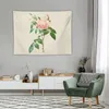 Wandteppiche, rosa Rose, antike botanische Illustration, Wandteppich, Schlafzimmerdekoration, Raumdekoration, ästhetische dekorative Wandgemälde