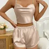 Hemkläder intim underkläder Pijamas kostym Sexig Suspender Pyjamas Set Summer Female Sleepwear Rayon Bourgundy Clothes Lounge Wear