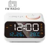 Mordern FM Radio LED Alarm Clock for Bedside Wake Up. Digital Table Calendar with Temperature Thermometer Humidity Hygrometer.