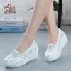 Pumps gktinoo neue Frauen echte Leder -Sneakers Plattform Schuhe Keile weiße Lady Casual Schuhe Schwangerschuh Größe 3440