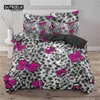 Conjuntos de cama Borboleta macia Conjunto Microfibra Leopardo Impressão Fundo Duveta Capa para Decoração de Quarto Adulto como Saudações e Presentes