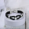 Armbanden Jewelora gepersonaliseerde mannen lederen armband met aangepaste kralen roestvrijstalen gegraveerde armbanden voor mannen mannelijke sieraden geschenken