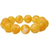 Charm Bracelets Selected Old Beeswax Chicken Oil Yellow Floating White Flower Bracelet Amber Beads For Men Women