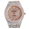 TOP Montre homme de luxe Or rose et argent double couleur boîtier en acier inoxydable serti de diamants mouvement mécanique automatique boucle d'arc 42mm RICRO