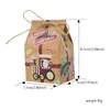 Gift Wrap 50pcs/lot Christmas House Shape Candy Box Kraft Paper Wedding Favor Bags Cookie Packaging Boxes Birthday