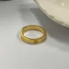 Mode ny design guldpläterad enkel ringsymbol band ring rostfritt stål kvinnor graverade par ringar minimalistiska smycken