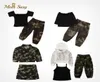 Mode baby flicka kläder set ryska bomullsbarn småbarn offshoulder tshirtcamouflage byxa 2 st kläder 2108045071149