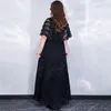 Party Dresses Black Sequins A-Line Evening V-Neck Lace Half Sleeve Women Dress Ankle-length Simple Plus Size Formal Gowns D410