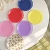 2024 Plastisk dessertbricka akrylkaka maträtt rutnät mönster spork blommor plattor dekorativt bröllopsfest födelsedag fruktplatta sked gaffel
