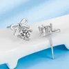 Studörhängen 925 Sterling Silver smycken Fashion Bow Zircon Crystal for Women XY0255