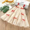 2024 Dziewczyny i dziewczyny Summer Słodka sukienka Baby Girl Bow Księżniczka Dress 240402