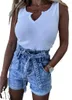 Women's Jeans Women Summer Flanging Shorts Fashion Casual High Waist Lace Snowflake Denim XS-XL