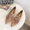 Casual Shoes 2024 Pointed Toe Women Flat Rhinestones Loafers Autumn Rivets Classic Ladie Flats Women's Ballet Soft Boat