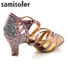 Dance Buty Ladies Latin Rhinestone Sofe Sols Sandals Sandals Wedding Heels 9 cm