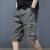 Herren-Shorts, Herren-Shorts, Sommer-Cargo-Shorts für Herren, Camouflage-Knopf, lockere lässige LTI-Taschen-Shorts, Straßenkleidung, Hip-Hop, militärische taktische ShortsC240402
