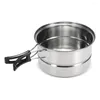 Cookware Sets 3Pcs Set Stainless Steel Pot Frying Pan Steaming Rack Outdoor Camping Home Kitchen Cooking