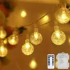 LED Strings Ball String Işık Uzaktan Kumanda Sıcak Beyaz Pil Çalışan Zincir Lamba Tatil Noel Düğün Açık Dekor YQ240401