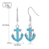 Dangle Earrings MYOP 925 Sterling Silver Trend Funny Boat Anchor Blue Opal Women's Fashion Jewelry Creative Gifts