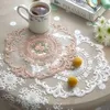 Table Mats 2Pcs Heat Resistant Lavender Cup Mat Craft Crochet Handmade Milk Silk French Style Floral Lace Doilies Wedding